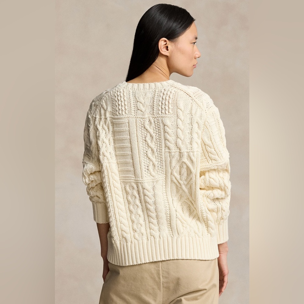 Ralph Lauren Aran-Knit Flag Cotton Sweater - Picture 3 of 8